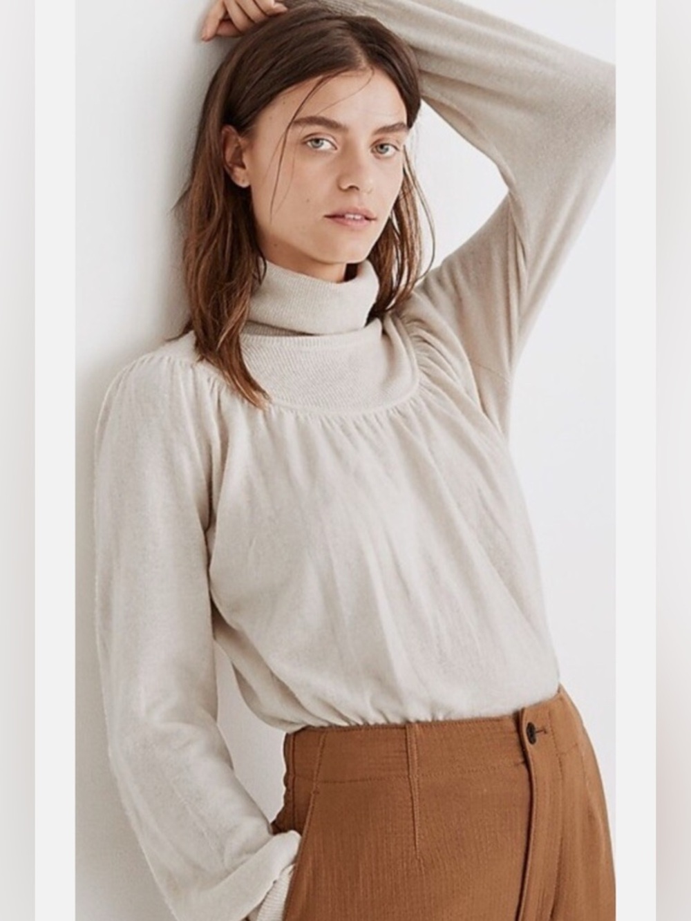 Madewell NWOT Shirred Balloon-Sleeve Turtleneck Sweater